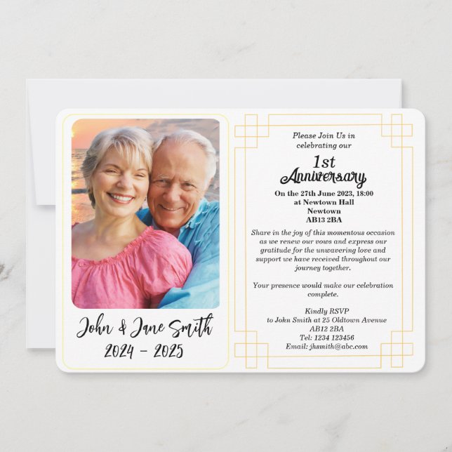 Invitation sur mesure 1er anniversaire de Mariage  (Devant)