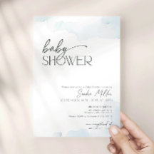 Sur un nuage neuf Baby Shower aquarelle bleu pouss