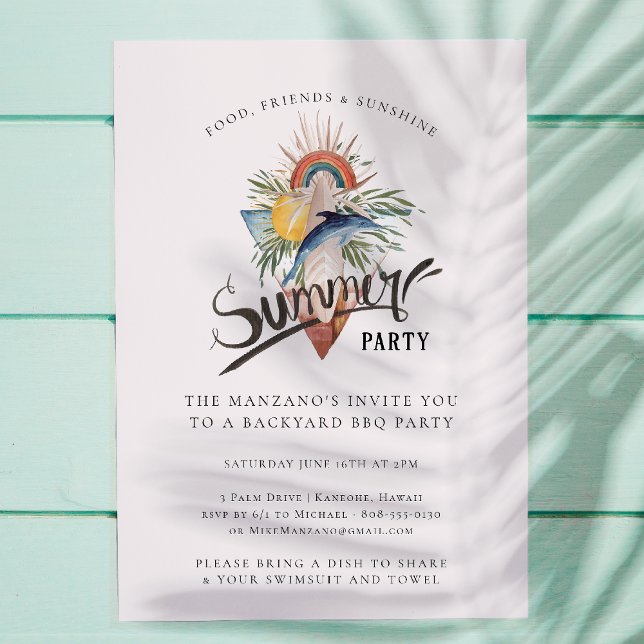 Invitation Surf Boho | Jardin d'été (Créateur téléchargé)