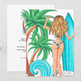 Invitation Surf d'été Plage vacances Anniversaire Fête Invita