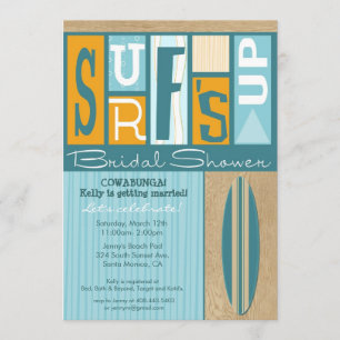 Invitation Surf  l'invitation rétro à la douche nuptiale