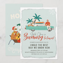 Invitation Surf Santa Claus | Fête Virtuelle de Noël