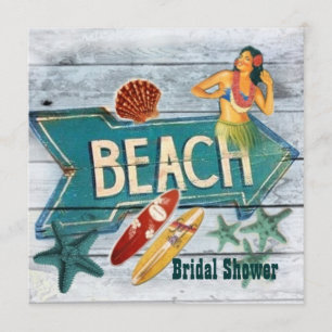 Invitation Surfer Aloha Hula Girl hawaii douche nuptiale