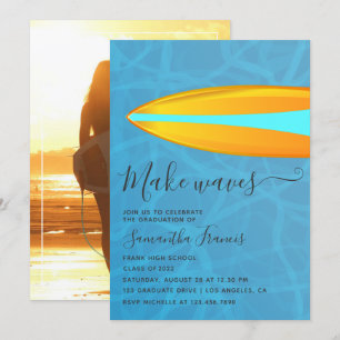 Invitation Surfer Beach thème Graduate Party Photo