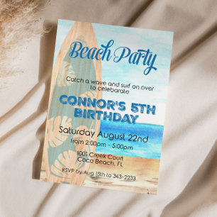 Invitation Surfing Beach Boy Fête d'anniversaire