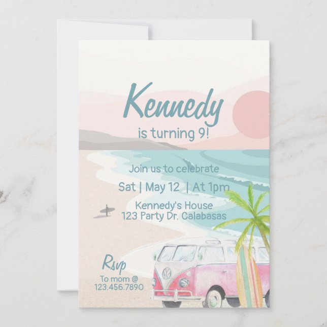 Invitation Surfs Up Invitation, Surf Party, Luau, Plage (Devant)