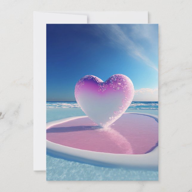 Invitation Surge d'amour : Vagues romantiques Mariage de coeu (Devant)