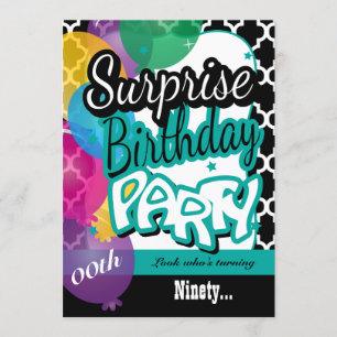 Invitation Surprise 00e fête d'anniversaire avec ballons en T