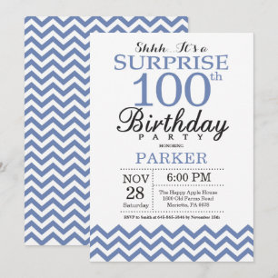 Invitation Surprise 100e Anniversaire Chevron Bleu