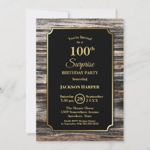 Invitation Surprise 100e Anniversaire Gold Frame Bois