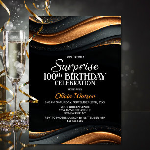 Invitation Surprise 100e anniversaire noir et orange