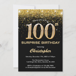 Invitation Surprise 100e anniversaire Parties scintillant noi