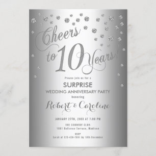 Invitation Surprise 10e anniversaire de mariage - Argent