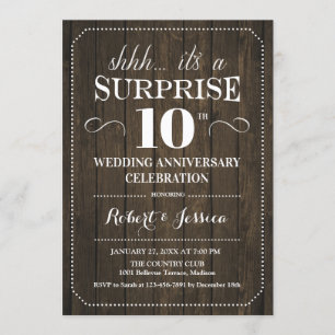Invitation Surprise 10e anniversaire de mariage - Bois rustiq