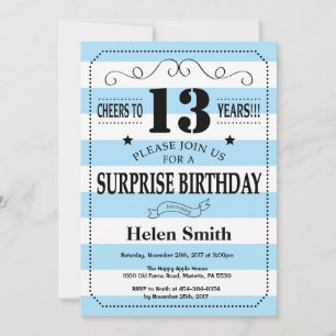Invitation Surprise 13e anniversaire Bleu et Blancs