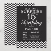 Surprise 15e anniversaire Chevron noir et blanc