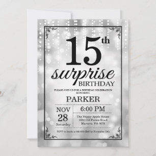 Invitation surprise 15e anniversaire Parties scint