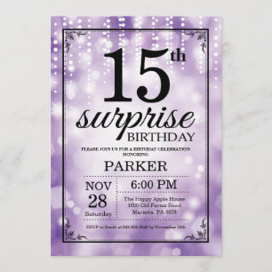 Invitation surprise 15e anniversaire Parties scint