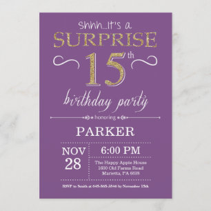 Invitation surprise 15e anniversaire Purple and Go