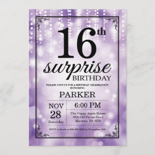 Invitation surprise 16e anniversaire Parties scint