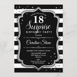 Invitation Surprise 18e anniversaire - Black White Silver