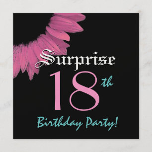 Invitation SURPRISE 18e anniversaire Fête de soleil rose