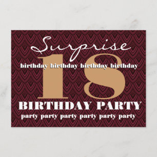 Invitation Surprise 18e anniversaire fête Feathered Chevron