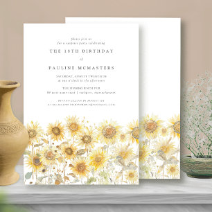 Invitation SURPRISE 18e fête d'anniversaire Boho Summer Sunfl