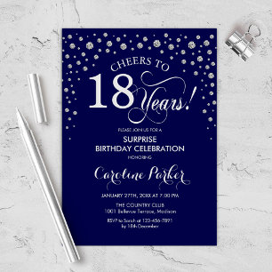 Invitation Surprise 18ème anniversaire de fête - Marine Silve