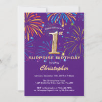 Surprise 1er anniversaire Purple and Gold Firework
