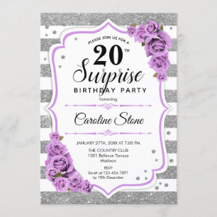 Invitation Surprise 20e anniversaire - Argent blanc violet