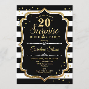 Invitation Surprise 20e anniversaire - Black White Gold