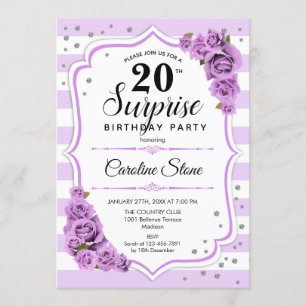 Invitation Surprise 20e anniversaire - Blanc pourpre