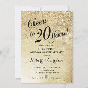 Invitation Surprise 20e anniversaire de mariage - Or