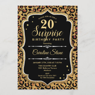 Invitation Surprise 20e anniversaire - Leopard Black Gold