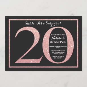 Invitation Surprise 20e anniversaire Rose Pink Gold Parties s