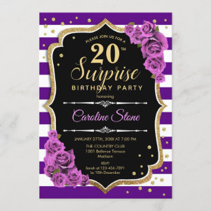 Invitation Surprise 20e Anniversaire - Violet Or