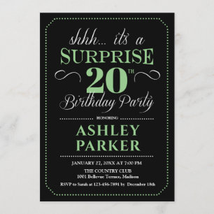 Invitation Surprise 20e fête d'anniversaire - Black Green