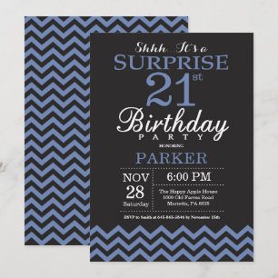 Invitation surprise 21e anniversaire Black and Blu