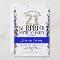 Surprise 21e anniversaire - Blanc Gold Royal Blue