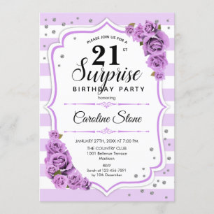 Invitation Surprise 21e anniversaire - Blanc pourpre