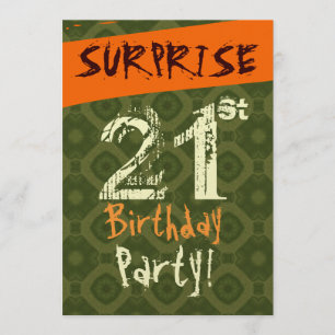 Invitation SURPRISE 21e anniversaire Chocolat vert orange W50