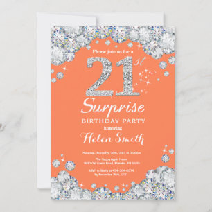 Invitation Surprise 21e Anniversaire Corail et Diamant Argent