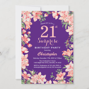 Invitation Surprise 21e anniversaire Fleurs florales roses po