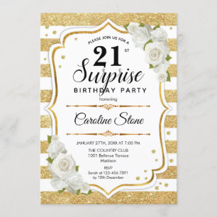Invitation Surprise 21e anniversaire - Gold White