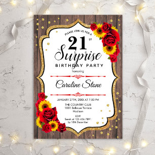 Invitation Surprise 21e anniversaire - Gold White Red Invitat