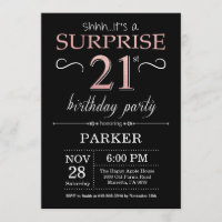 Surprise 21e anniversaire Noir et Rose Or rose