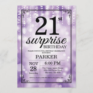 Invitation surprise 21e anniversaire Parties scint