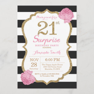 Invitation surprise 21e anniversaire Pink Black Go