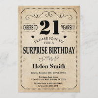 Surprise 21e anniversaire Rustic Vintage Retro